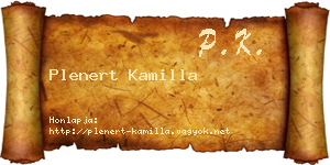 Plenert Kamilla névjegykártya